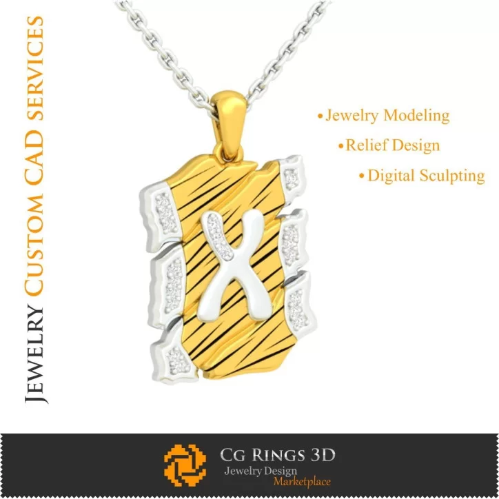 Pendant With Letter X - 3D CAD