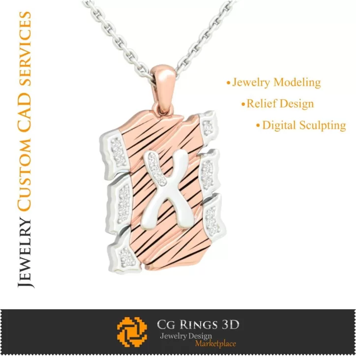 Pandantiv cu litera X - 3D CAD