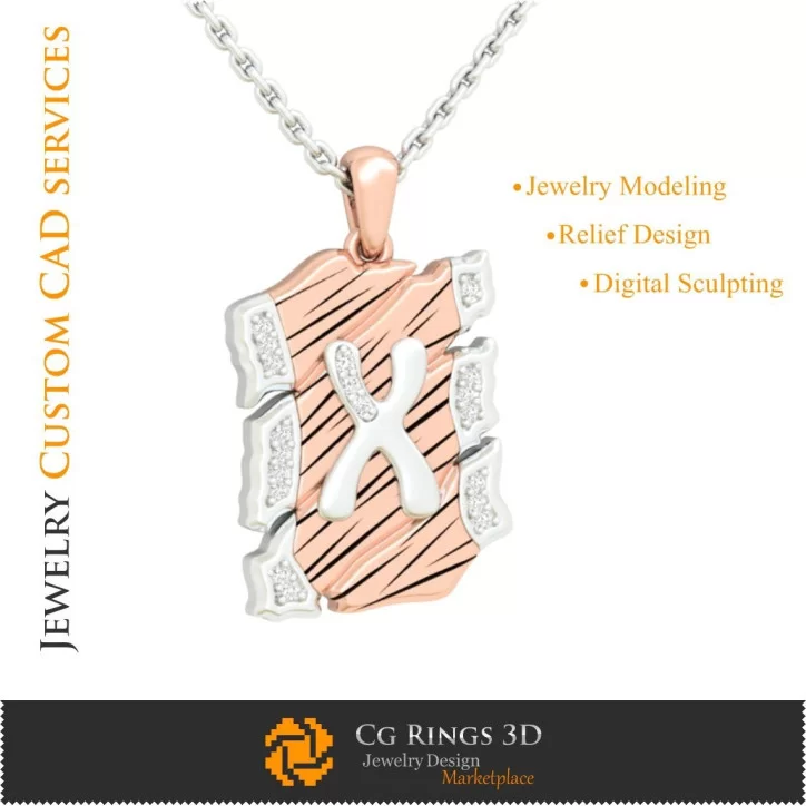 Pendant With Letter X - 3D CAD