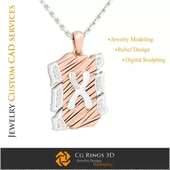 字母 X 吊坠 - 3D CAD 珠宝 3D CAD、吊坠 3D CAD、复古珠宝 3D CAD、3D 字母吊坠、3D 复古现代风