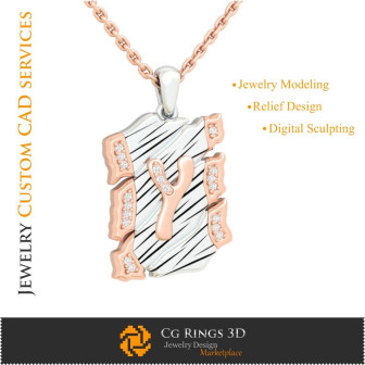Pendant With Letter Y - 3D CAD  Jewelry 3D CAD, Pendants 3D CAD , Vintage Jewelry 3D CAD , 3D Letter Pendants, 3D Retro Modern J