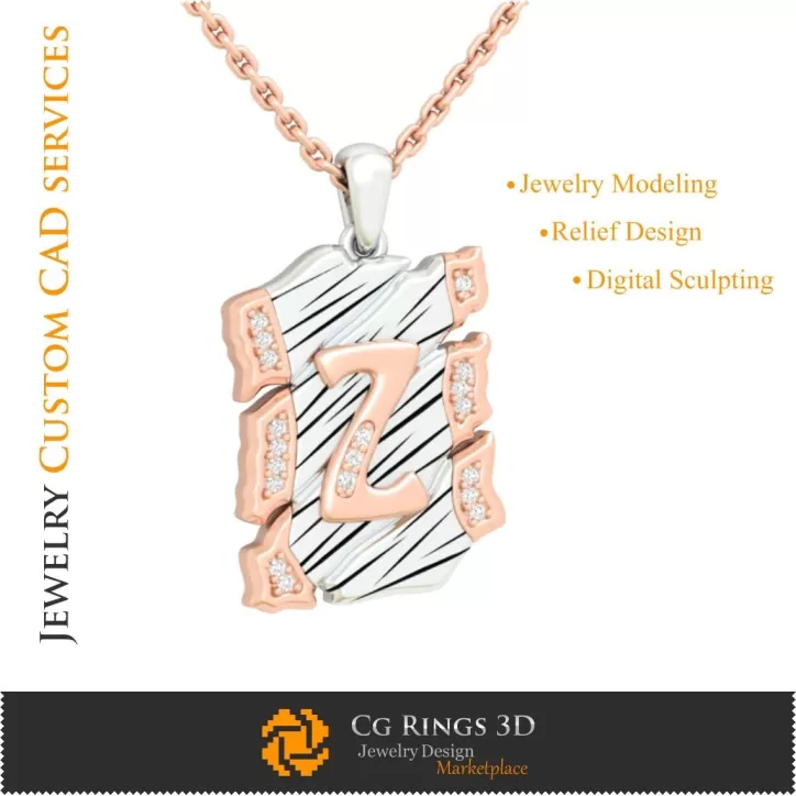 Pendentif avec la lettre Z - DAO 3D Pendentif avec la lettre Z - DAO 3D