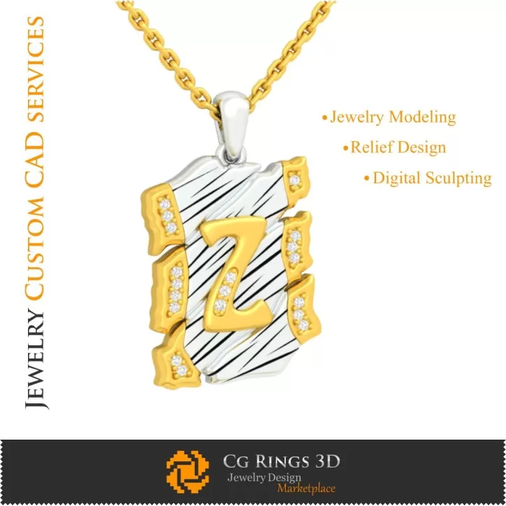 Ciondolo con lettera Z - CAD 3D Ciondolo con lettera Z - CAD 3D