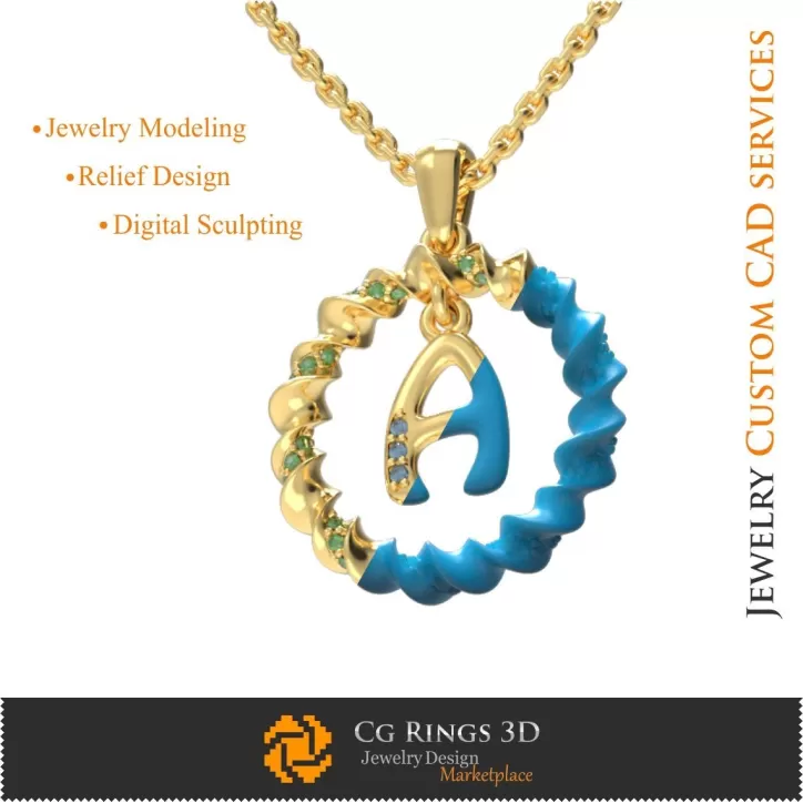Ciondolo con la lettera A - CAD 3D