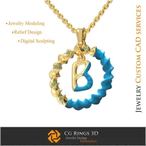 Pendant With Letter B - 3D CAD Jewelry 3D CAD, Pendants 3D CAD , 3D Letter Pendants