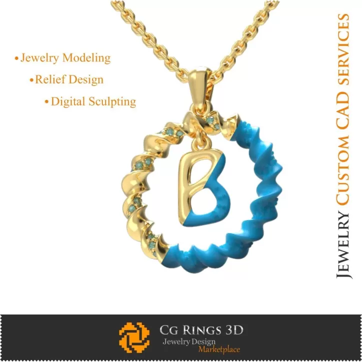 Pendentif avec la lettre B - DAO 3D