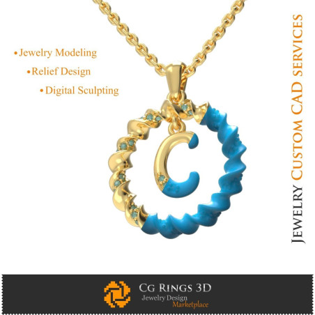 Pendant With Letter C - 3D CAD