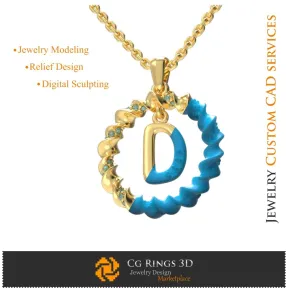 Pendant With Letter D - 3D CAD Jewelry 3D CAD, Pendants 3D CAD , 3D Letter Pendants