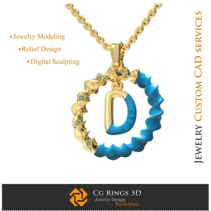 Pendant With Letter D - 3D CAD