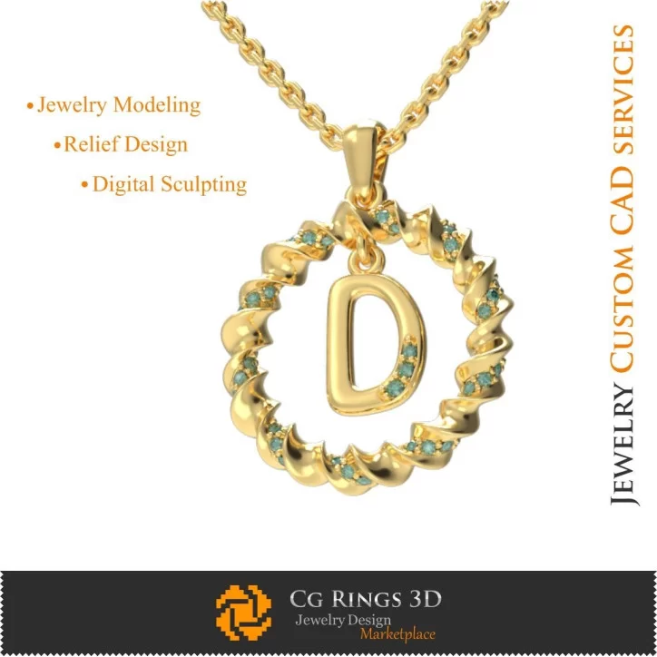 Pendant With Letter D - 3D CAD