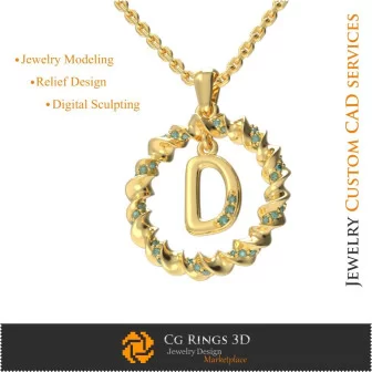 Pendant With Letter D - 3D CAD Jewelry 3D CAD, Pendants 3D CAD , 3D Letter Pendants