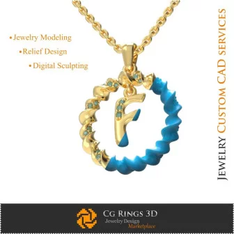 Colgante con letra F - CAD 3D Joyería CAD 3D, Colgantes CAD 3D, Colgantes de letra 3D