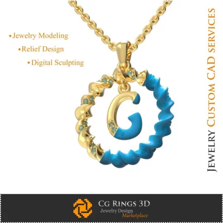 Pendant With Letter G - 3D CAD Jewelry 3D CAD, Pendants 3D CAD , 3D Letter Pendants