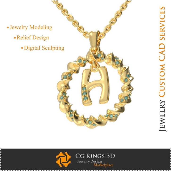 Pendant With Letter H - 3D CAD