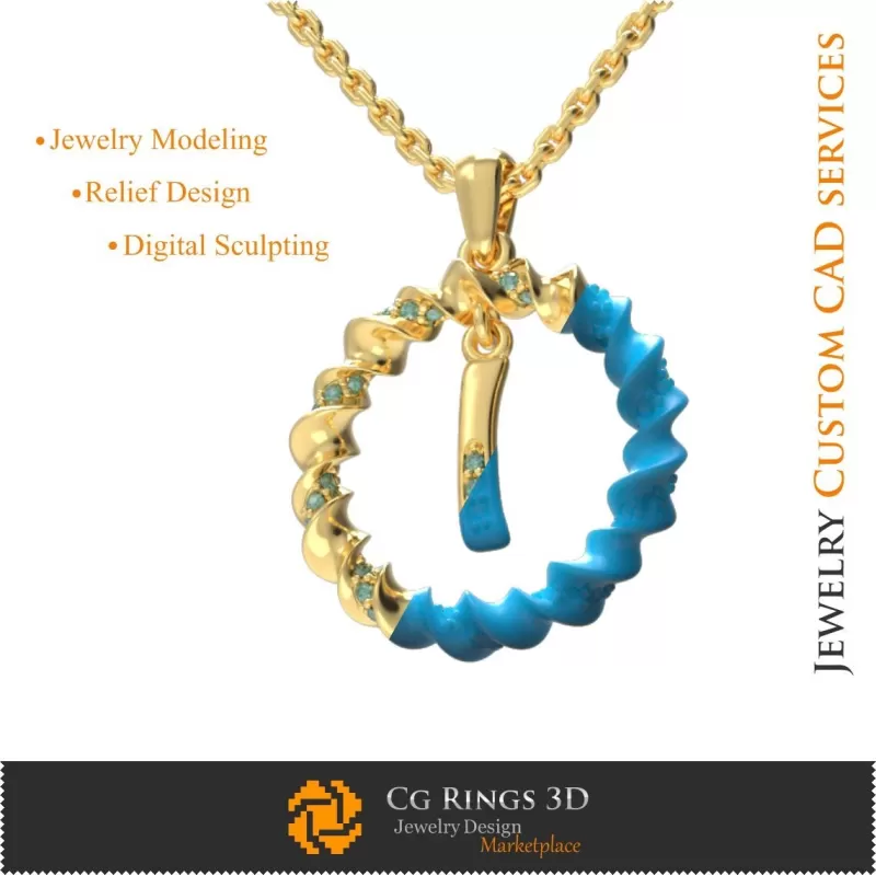 Pendentif avec la lettre I - CAO 3D