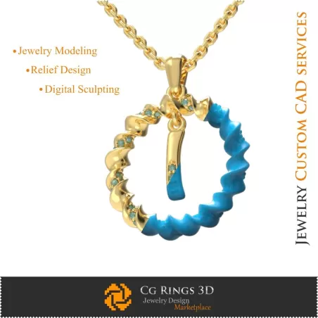Ciondolo con lettera I - CAD 3D Gioielleria, Ciondoli CAD 3D, Ciondoli lettera 3D