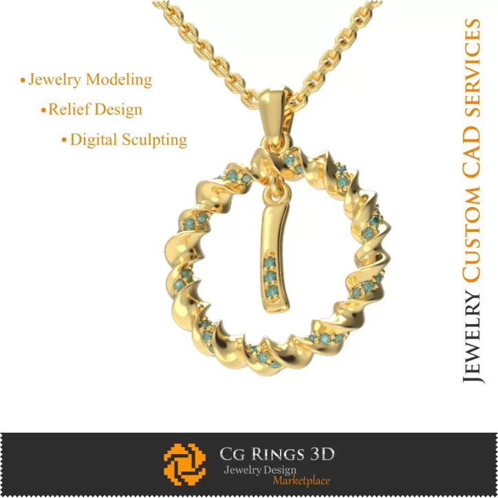 Ciondolo con lettera I - CAD 3D