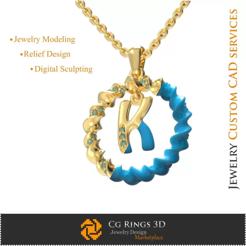 Ciondolo con lettera K - CAD 3D