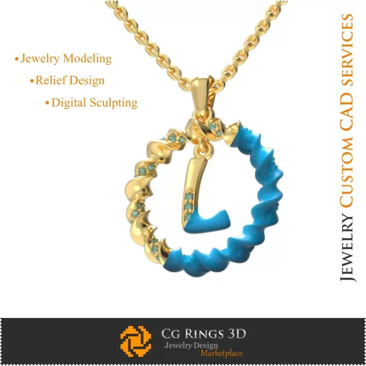 Colgante con la letra L - CAD 3D