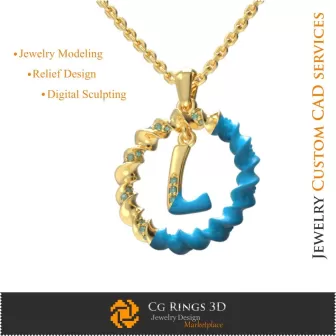 Anhänger mit Buchstabe L - 3D-CAD Schmuck 3D-CAD, Anhänger 3D-CAD, 3D-Buchstabenanhänger