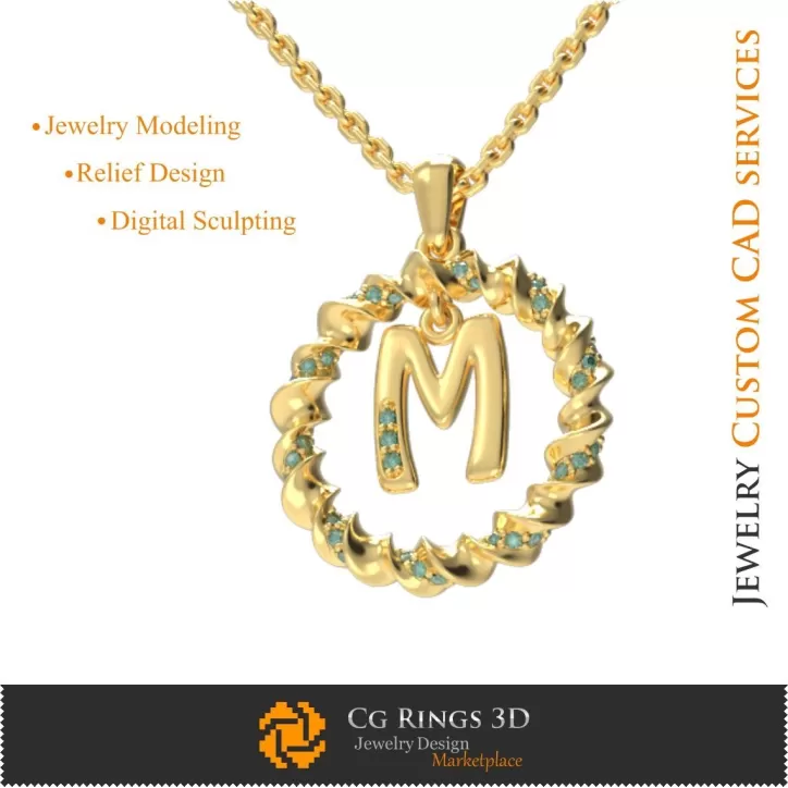 Pendentif avec la lettre M - CAO 3D