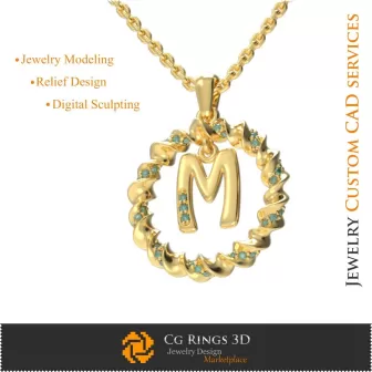 Pendentif avec lettre M - CAO 3D Joaillerie CAO 3D, Pendentifs CAO 3D, Pendentifs lettre 3D
