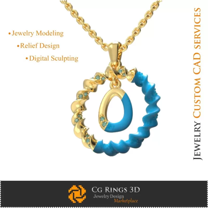 Colgante con letra O - CAD 3D