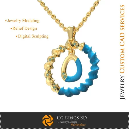 Pendant With Letter O - 3D CAD Jewelry 3D CAD, Pendants 3D CAD , 3D Letter Pendants