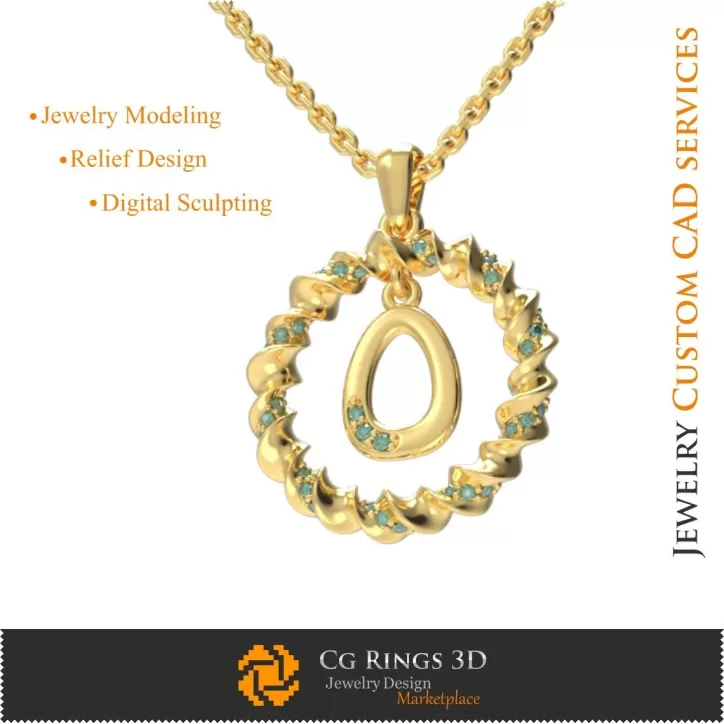 Colgante con letra O - CAD 3D