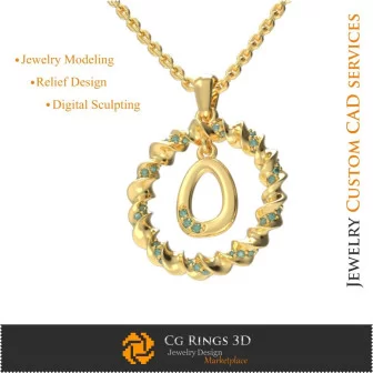 Pendant With Letter O - 3D CAD Jewelry 3D CAD, Pendants 3D CAD , 3D Letter Pendants