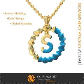 Pendant With Letter S - 3D CAD Jewelry 3D CAD, Pendants 3D CAD , 3D Letter Pendants