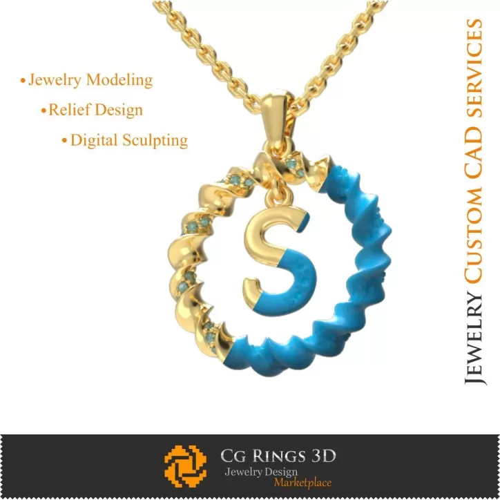 Pendentif avec la lettre S - DAO 3D