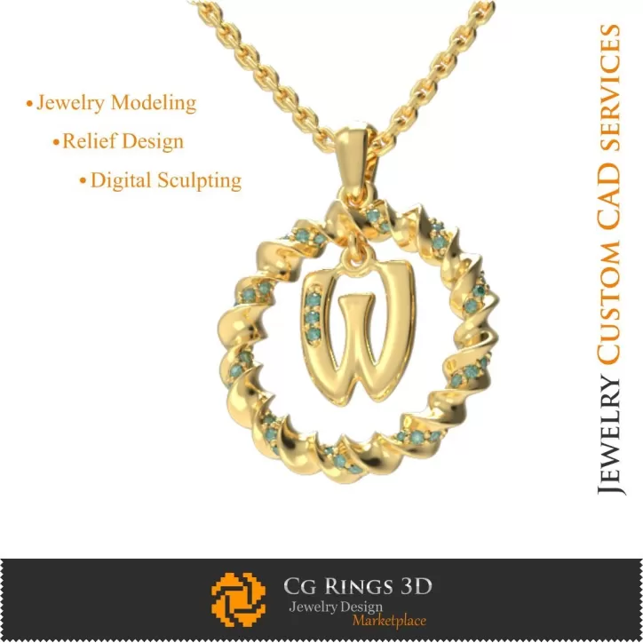 Colgante con la letra W - CAD 3D
