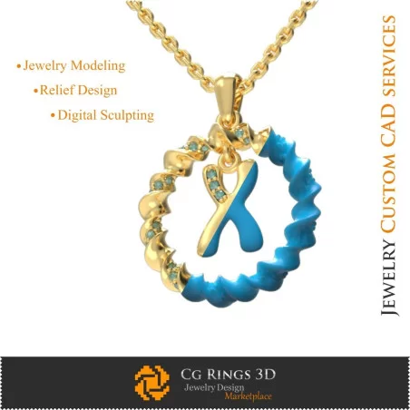 Pendant With Letter X - 3D CAD