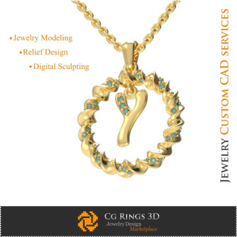 Pendant With Letter Y - 3D CAD  Jewelry 3D CAD, Pendants 3D CAD , 3D Letter Pendants