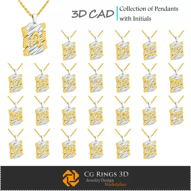 Colección de colgantes con iniciales - CAD 3D