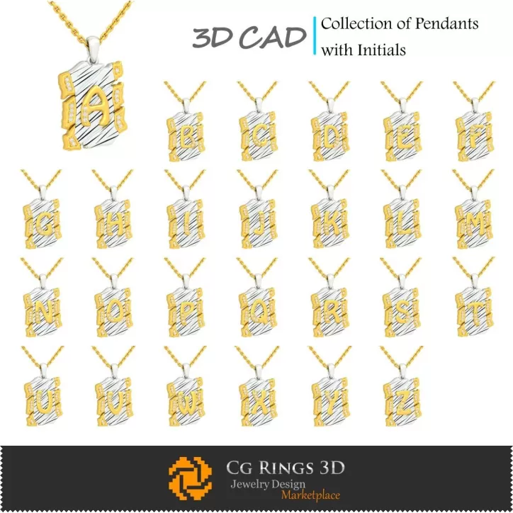 Collection de pendentifs avec initiales - DAO 3D Collection de pendentifs avec initiales - DAO 3D