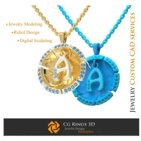 Ciondolo con lettera A - CAD 3D Gioielli CAD 3D, Ciondoli CAD 3D, Gioielli Vintage CAD 3D, Ciondoli con lettere 3D, Moderno