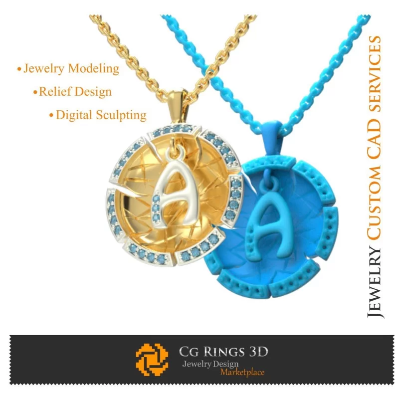 Pandantiv cu litera A - CAD 3D