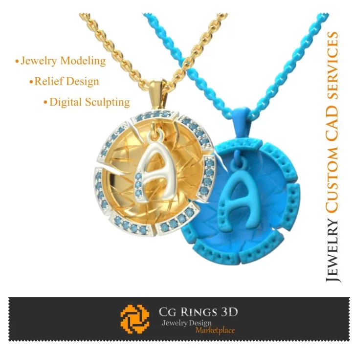 Pendentif avec la lettre A - DAO 3D