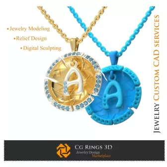 Ciondolo con lettera A - CAD 3D Gioielli CAD 3D, Ciondoli CAD 3D, Gioielli Vintage CAD 3D, Ciondoli con lettere 3D, Moderno