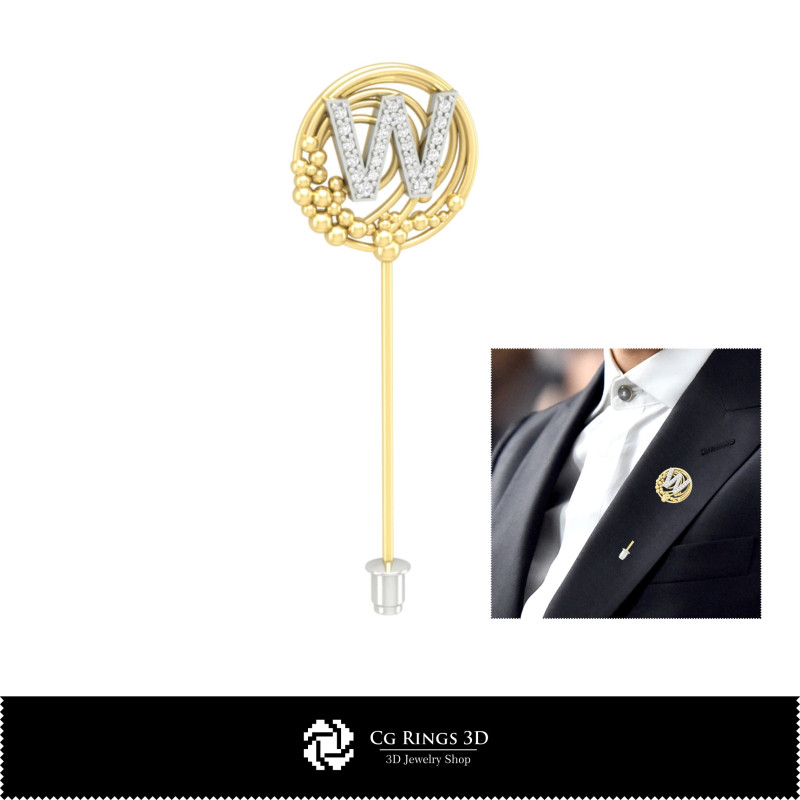 3D Brooch With Letter W