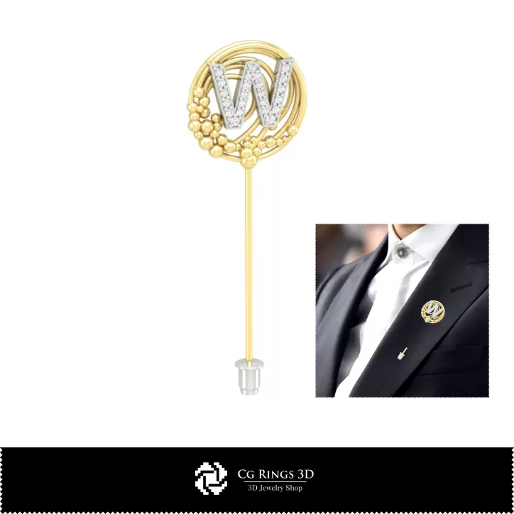 Broche 3D avec lettre W