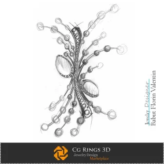 Boceto de broche - Diseño de joyas - Bocetos de joyería