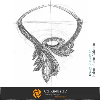 项链草图-珠宝设计概念 珠宝草图