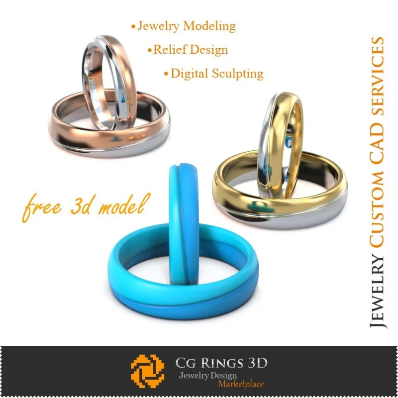 Anillos de boda 3D CAD - Modelo 3D gratuito