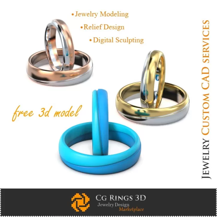 Bagues de mariage 3D CAD - Modèle 3D gratuit