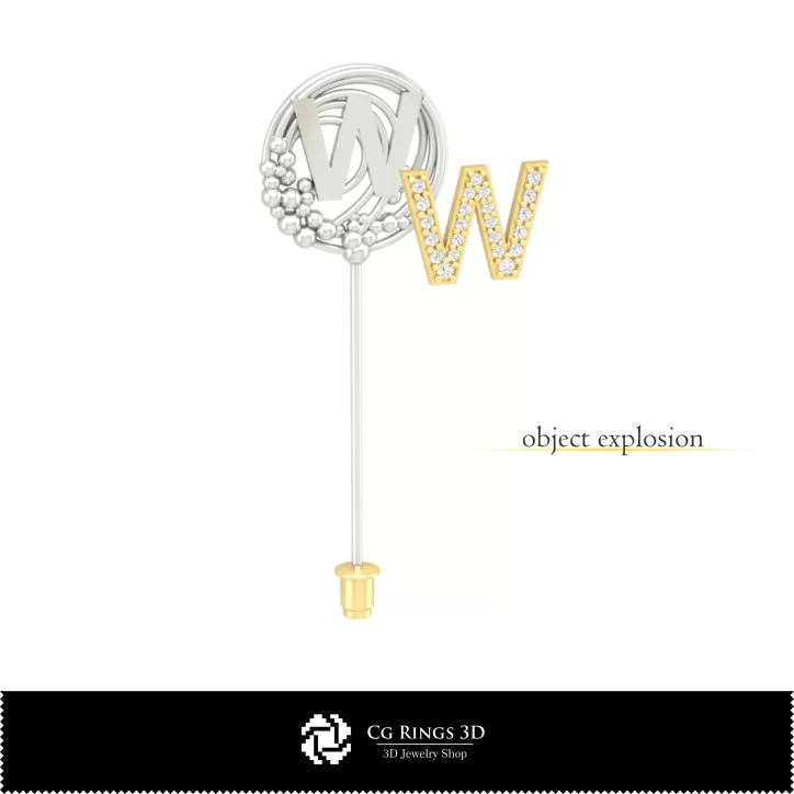 3D Brooch With Letter W