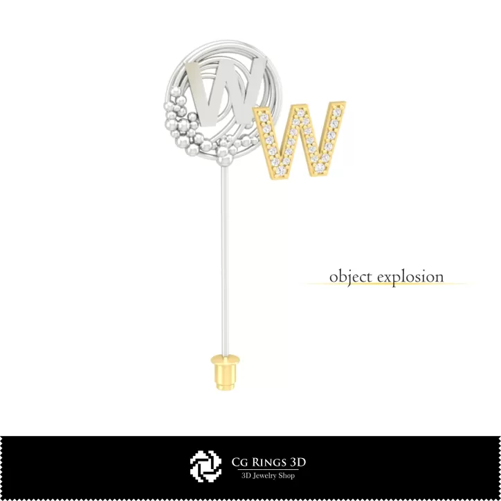 Broche 3D avec lettre W