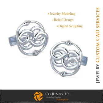 Snakes Cufflinks - 3D CAD Jewelry 3D CAD, Cufflinks 3D CAD , 3D Whale Back Closure Cufflinks